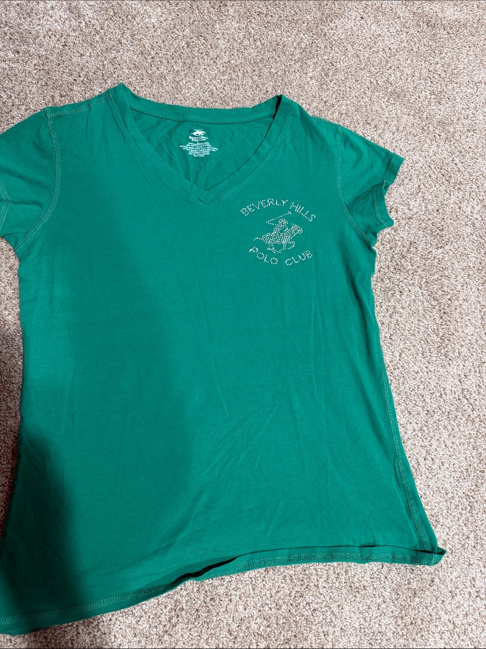 Beverly Hills Polo Club Women's Emerald V-Neck Short Sleeve Tee